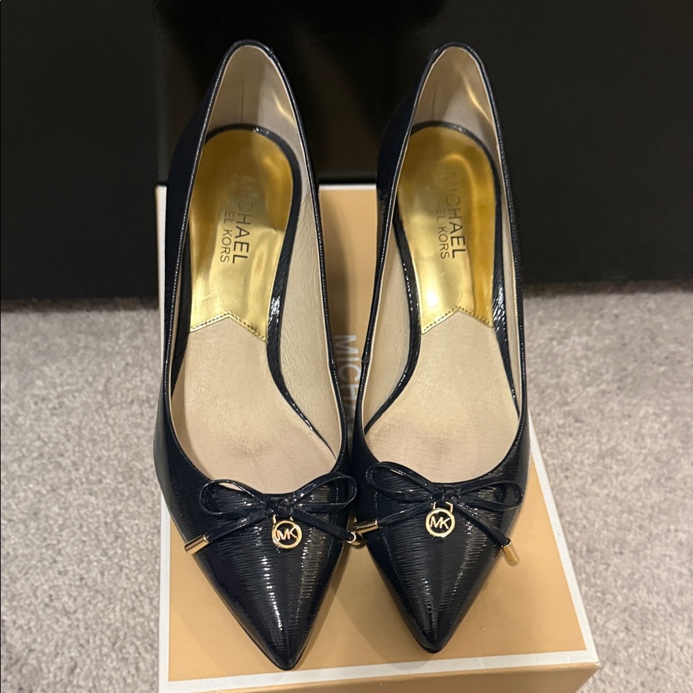Michael Kors Black Heels with Gold Accents